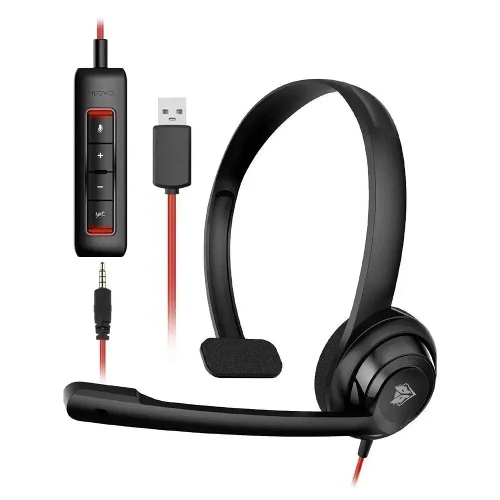 NUBWO HW02 USB Headset With Microphone Noise Cancelling & In-Line Control‎ W/Bag
